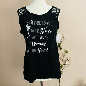 NWT Disney Black Sleeveless Tank Top with Tinkerbell